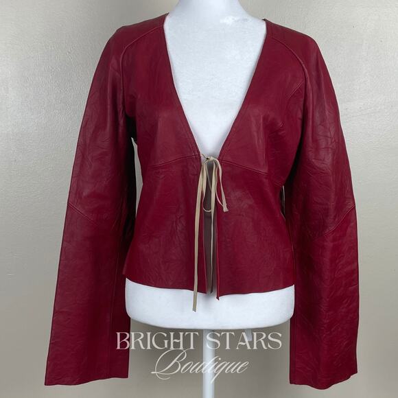 Rare Red Leather Jacket ASO Buffy the Vampire Slayer Tie Front Deadstock Vintage - Picture 5 of 13